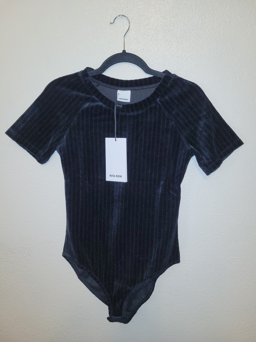 Rita Row Silje Black Velvet Bodysuit Medium